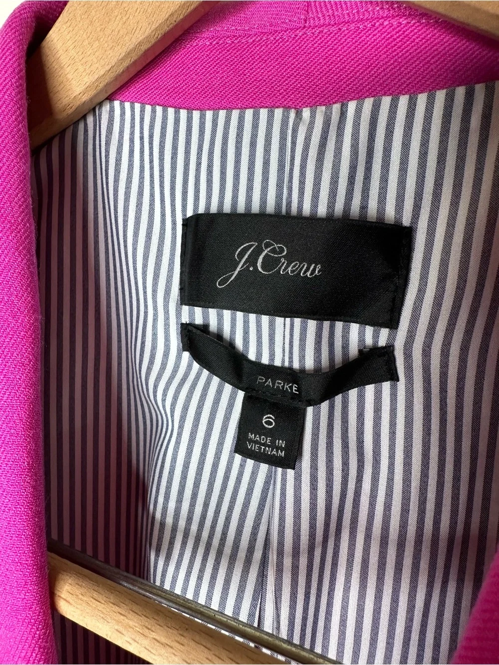 J. Crew Parke Blazer In Wool Flannel Size 6 Vintage Fuschia New - Picture 10 of 11